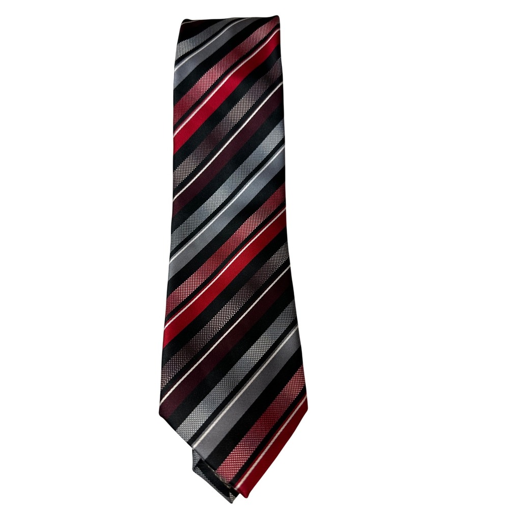 Alexander Julian Colours Necktie Striped Red Black Gray Business Career Tie